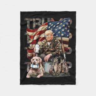 Funny Trump 45 47 Hunting Beer Ducks Us Flag Camo Fleece Blanket