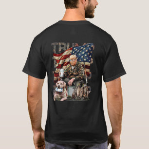 Funny Trump 45 47 Hunting Beer Ducks US Flag Camo T-Shirt