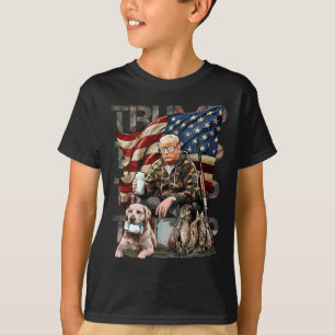 Funny Trump 45 47 Hunting Beer Ducks Us Flag Camo T-Shirt