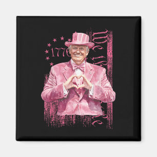 Funny Trump 45 47 President Heart Shape Pink Suit Magnet
