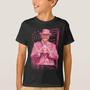 Funny Trump 45 47 President Pink Suit Heart Shape T-Shirt