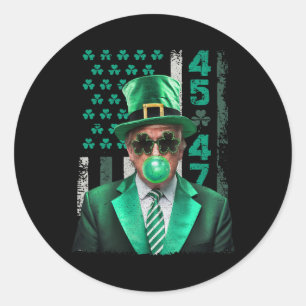 Funny Trump 47 Bubble Gum Make St Patrick's Day Gr Classic Round Sticker