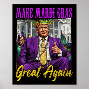 Funny Trump 47 Make Mardi Gras Great Again Vintage Poster