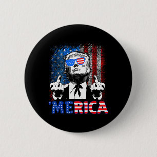 Funny Trump 4th Of July Merica American Flag Sungl 6 Cm Round Badge