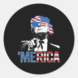 Funny Trump 4th Of July Merica American Flag Sungl Classic Round Sticker