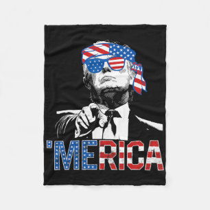 Funny Trump 4th Of July Merica American Flag Sungl Fleece Blanket