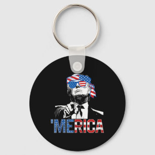 Funny Trump 4th Of July Merica American Flag Sungl Key Ring