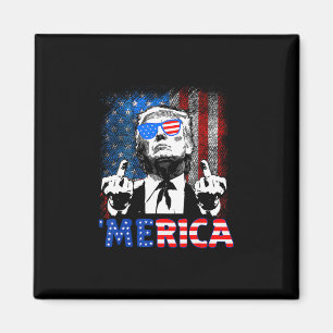 Funny Trump 4th Of July Merica American Flag Sungl Magnet