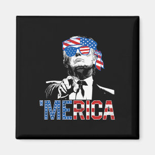Funny Trump 4th Of July Merica American Flag Sungl Magnet