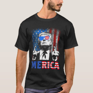 Funny Trump 4th Of July Merica American Flag Sungl T-Shirt
