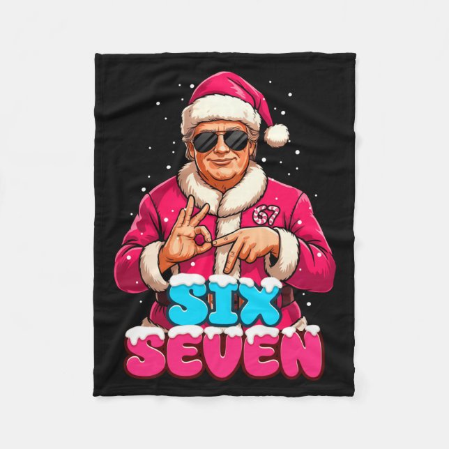 Funny Trump 67 Meme Costume Six Seven Christmas Sa Fleece Blanket (Front)