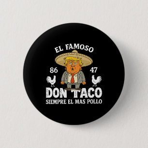 Funny Trump Always Chickens Out Meme Let's Go Taco 6 Cm Round Badge