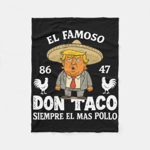 Funny Trump Always Chickens Out Meme Let's Go Taco Fleece Blanket