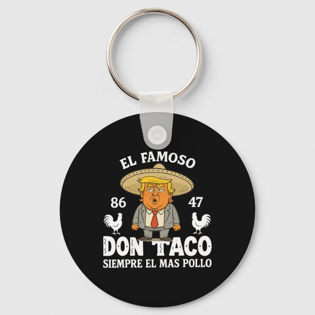 Funny Trump Always Chickens Out Meme Let's Go Taco Key Ring (Front)