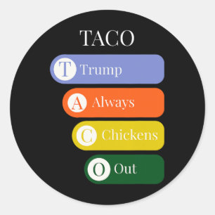 Funny Trump Always Chickens Out Taco Trade Classic Round Sticker