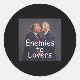 Funny Trump And Biden Kissing Classic Round Sticker