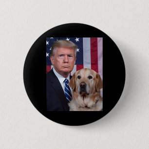 Funny Trump And Golden Retriever Dog Usa Flag Elec 6 Cm Round Badge