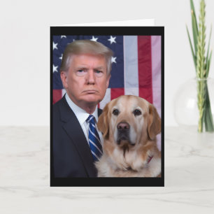 Funny Trump And Golden Retriever Dog Usa Flag Elec Card