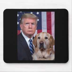 Funny Trump And Golden Retriever Dog Usa Flag Elec Mouse Mat