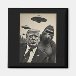 Funny Trump Bigfoot Selfie With Ufos Weird Alien Magnet