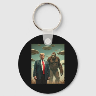 Funny Trump Bigfoot Ufo Alien Encounter Uap Friend Key Ring