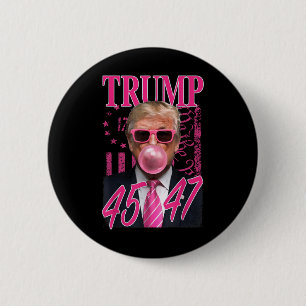 Funny Trump Bubble Gum 1776 Pink Flag  6 Cm Round Badge