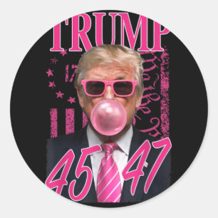 Funny Trump Bubble Gum 1776 Pink Flag  Classic Round Sticker