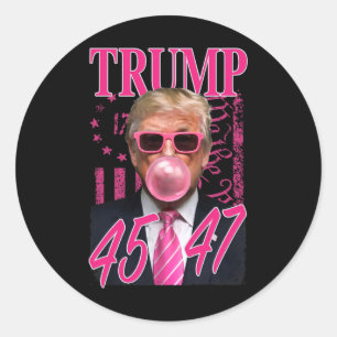 Funny Trump Bubble Gum 1776 Pink Flag  Classic Round Sticker