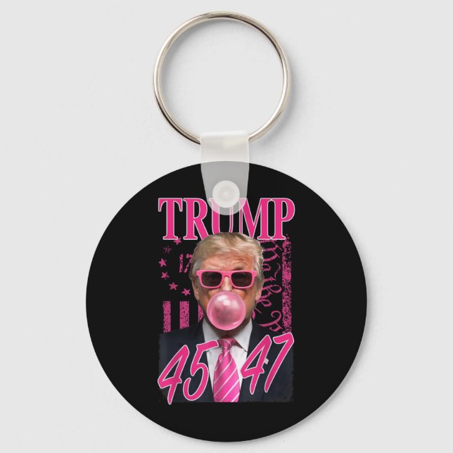 Funny Trump Bubble Gum 1776 Pink Flag  Key Ring (Front)