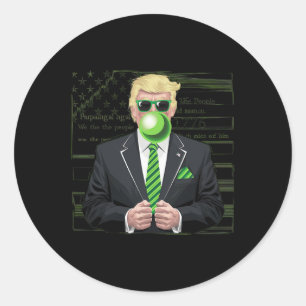 Funny Trump Bubble Gum Green Usa Flag St Patrick's Classic Round Sticker