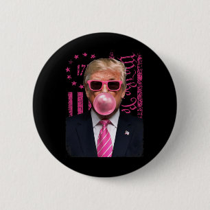 Funny Trump Bubble Gum Pink Usa Flag 6 Cm Round Badge