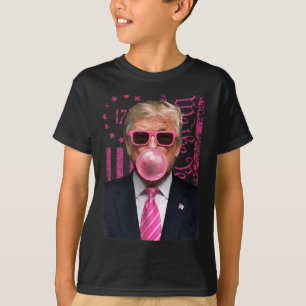 Funny Trump Bubble Gum Pink Usa Flag  T-Shirt