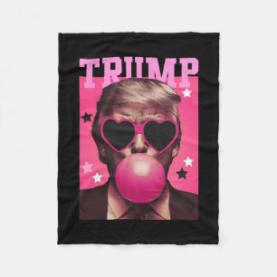 Funny Trump Bubble Gum Pink With Sungl Heart Fleece Blanket