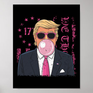 Funny Trump Bubble Gum Retro Pink Usa Flag Patriot Poster