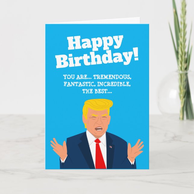 Funny Trump cartoon Birthday greeting card (Front)