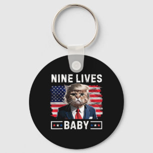 Funny Trump Cat 9 Lives By Funny Vote For Trump Ca Key Ring