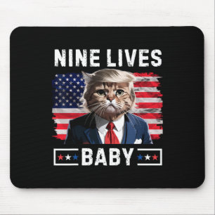 Funny Trump Cat 9 Lives By Funny Vote For Trump Ca Mouse Mat