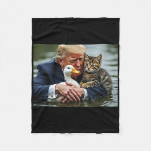 Funny Trump Cat And Duck Memes Christmas Halloween Fleece Blanket
