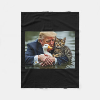 Funny Trump Cat And Duck Memes Christmas Halloween Fleece Blanket