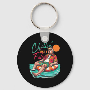 Funny Trump Chilling Like A Felon Summer 2024 Key Ring
