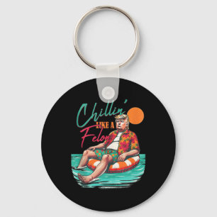 Funny Trump Chilling Like A Felon Summer 2024 Tank Key Ring