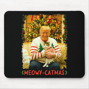 Funny Trump Christmas Cat Lovers Meowy Catmas Cat Mouse Mat