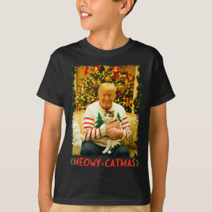 Funny Trump Christmas Cat Lovers Meowy Catmas Cat T-Shirt