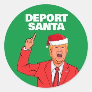 Funny Trump Christmas Deport Santa Classic Round Sticker