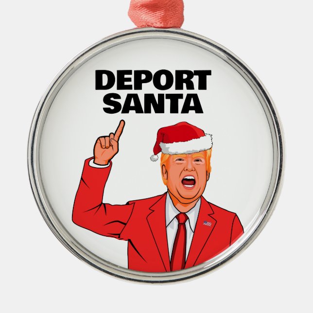 Funny Trump Christmas Deport Santa Metal Tree Decoration (Front)