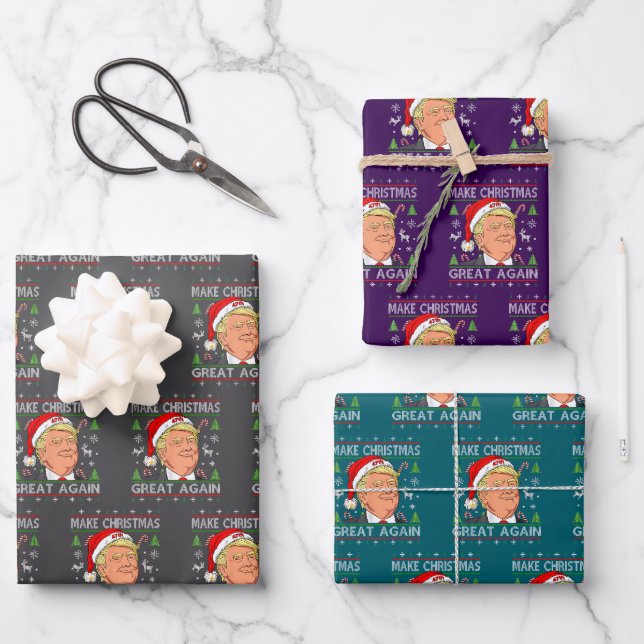 Funny Trump Christmas Gift Wrap (Front)