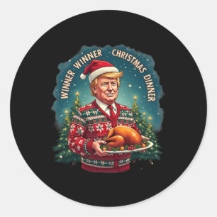 Funny Trump Christmas Humour Winner Winner Christm Classic Round Sticker