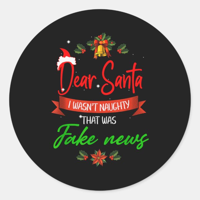 Funny Trump Christmas Pajamas Fake News  Classic Round Sticker (Front)