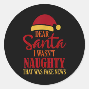 Funny Trump Christmas Pajamas Fake News  Classic Round Sticker