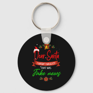 Funny Trump Christmas Pajamas Fake News  Key Ring